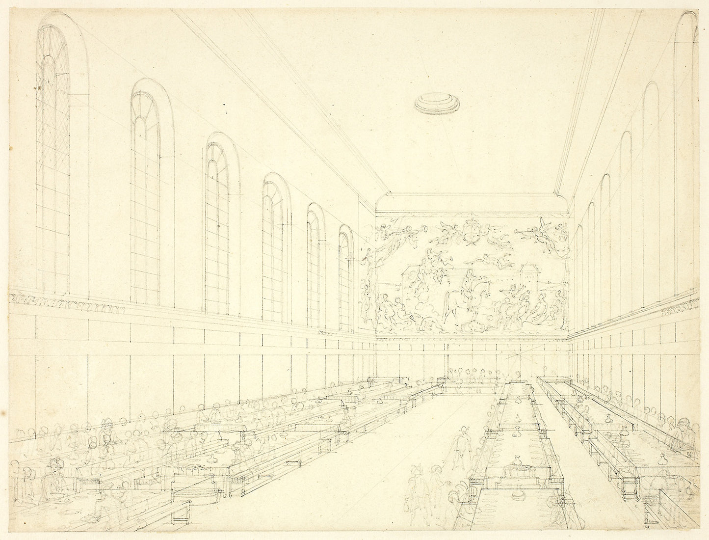 Study for Chelsea Hospital, from Microcosm of London - Augustus Charles Pugin (English, born France, 1762-1832), Poster Print Wall Art