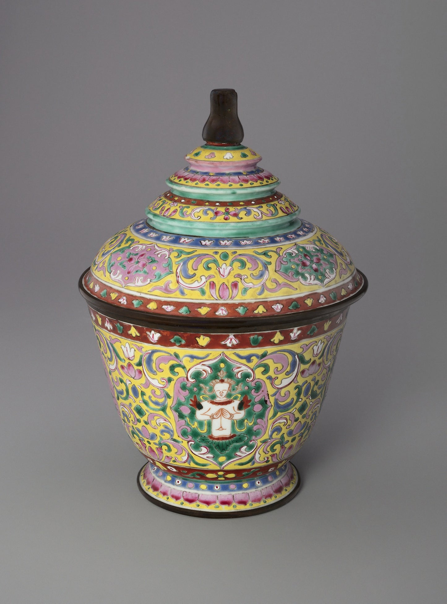 Bencharong (Five-Colored) Ware Jar with Tiered Cover - Thailand (Chinese export), Poster Print Wall Art