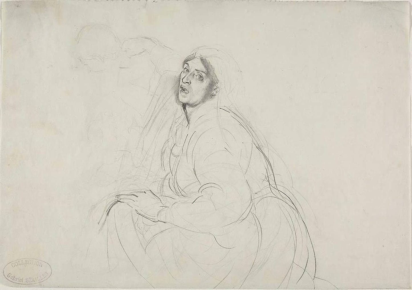 Seated Woman, and Sketch of Figure Bending Over - Alfred Dehodencq, Poster Print Wall Art