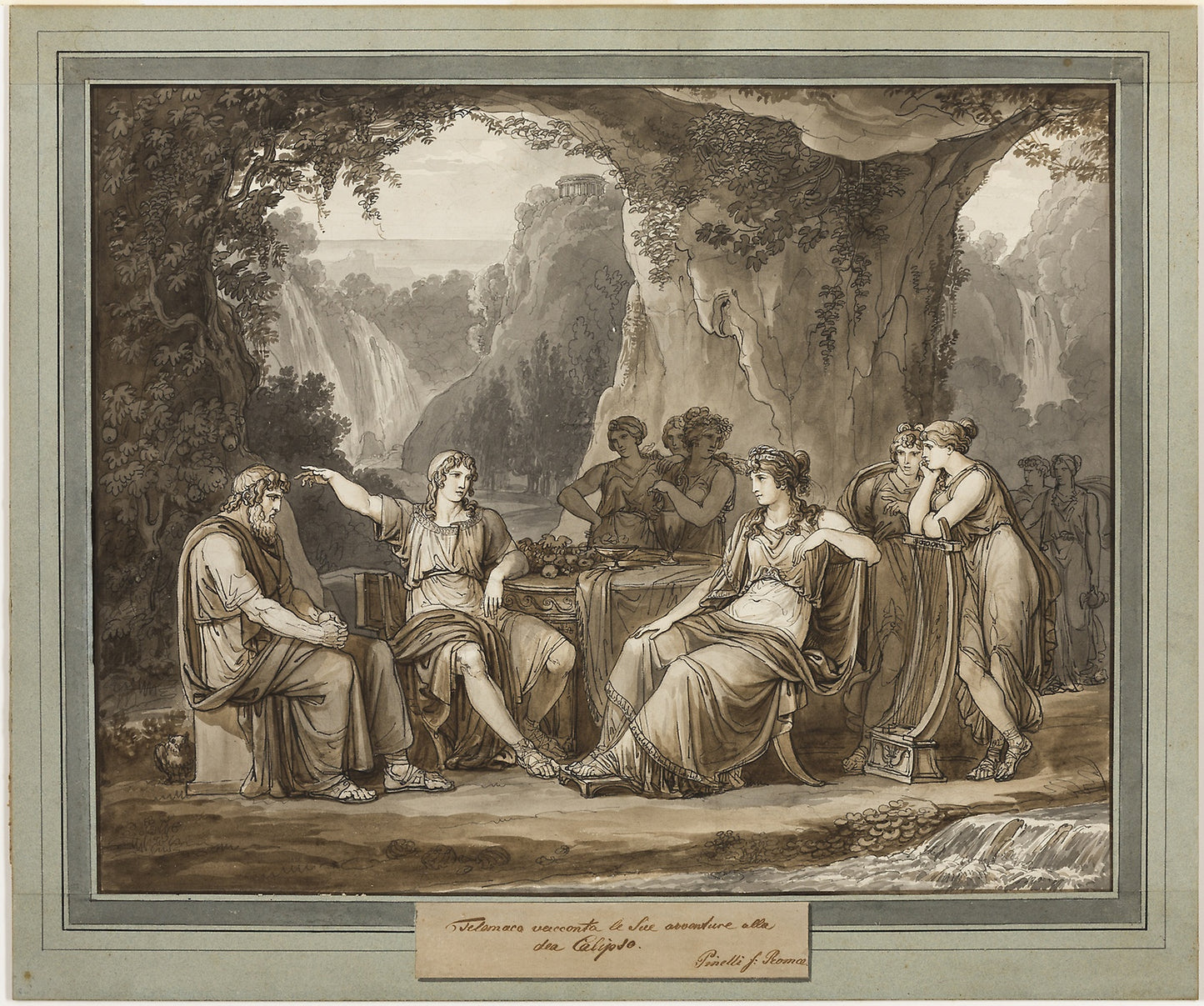 Telemachus Relates His Adventures to the Goddess Calypso, from The Adventures of Telemachus, Book 1 - Bartolomeo Pinelli, Poster Print Wall Art