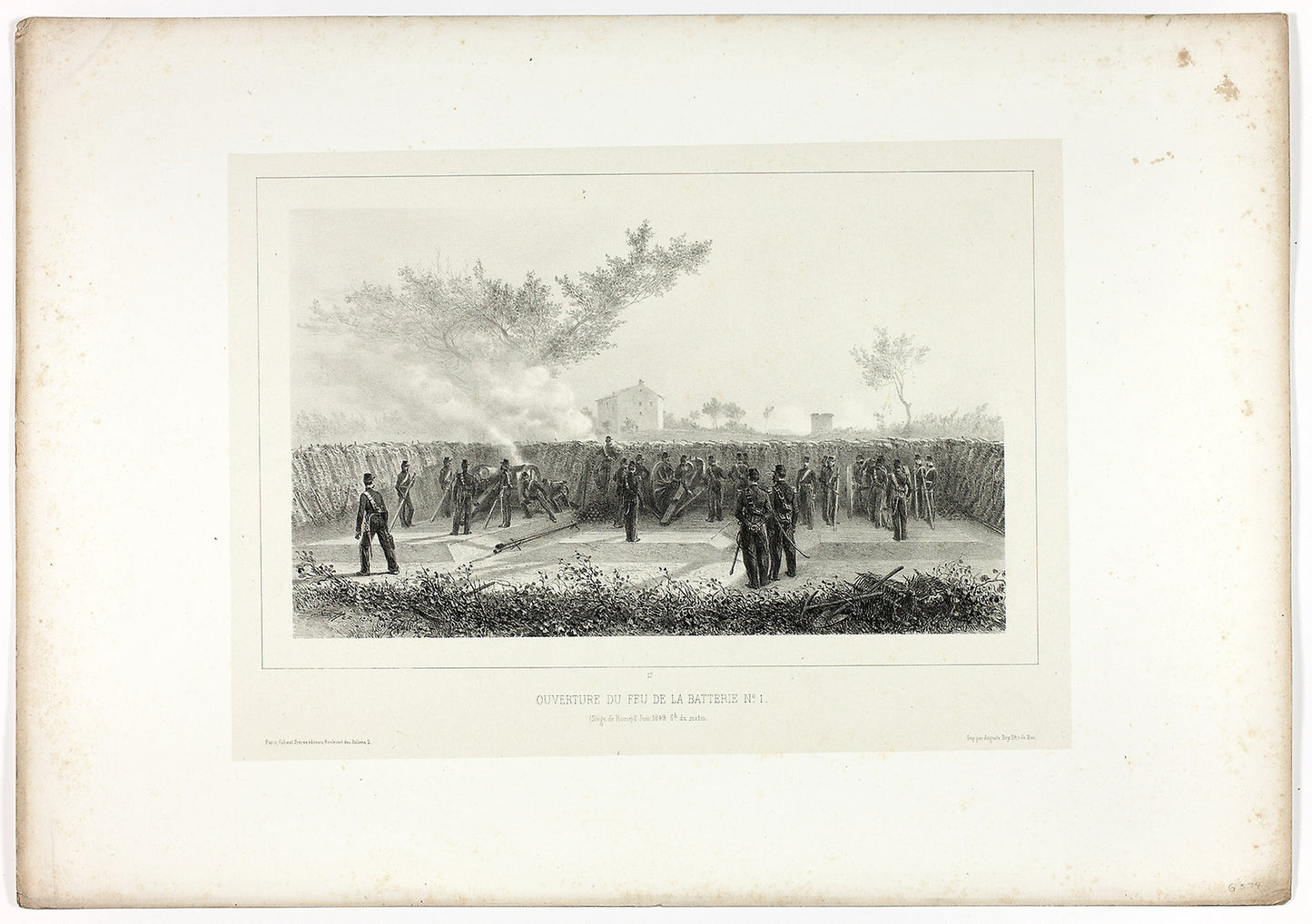 Battery No.1 opens fire, from Souvenirs d’Italie - Expédition de Rome - Denis Auguste Marie Raffet (French, 1804-1860), Poster Print Wall Art