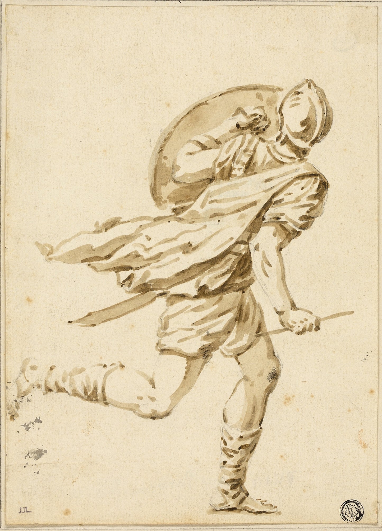 Running Roman Warrior, Seen from Back - Philippe Louis Parizeau, Poster Print Wall Art