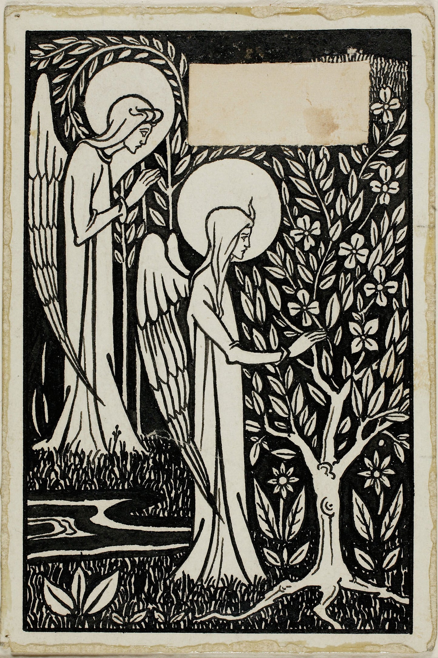 Decorative Study - Two Angels - Attributed to Aubrey Vincent Beardsley, Poster Print Wall Art