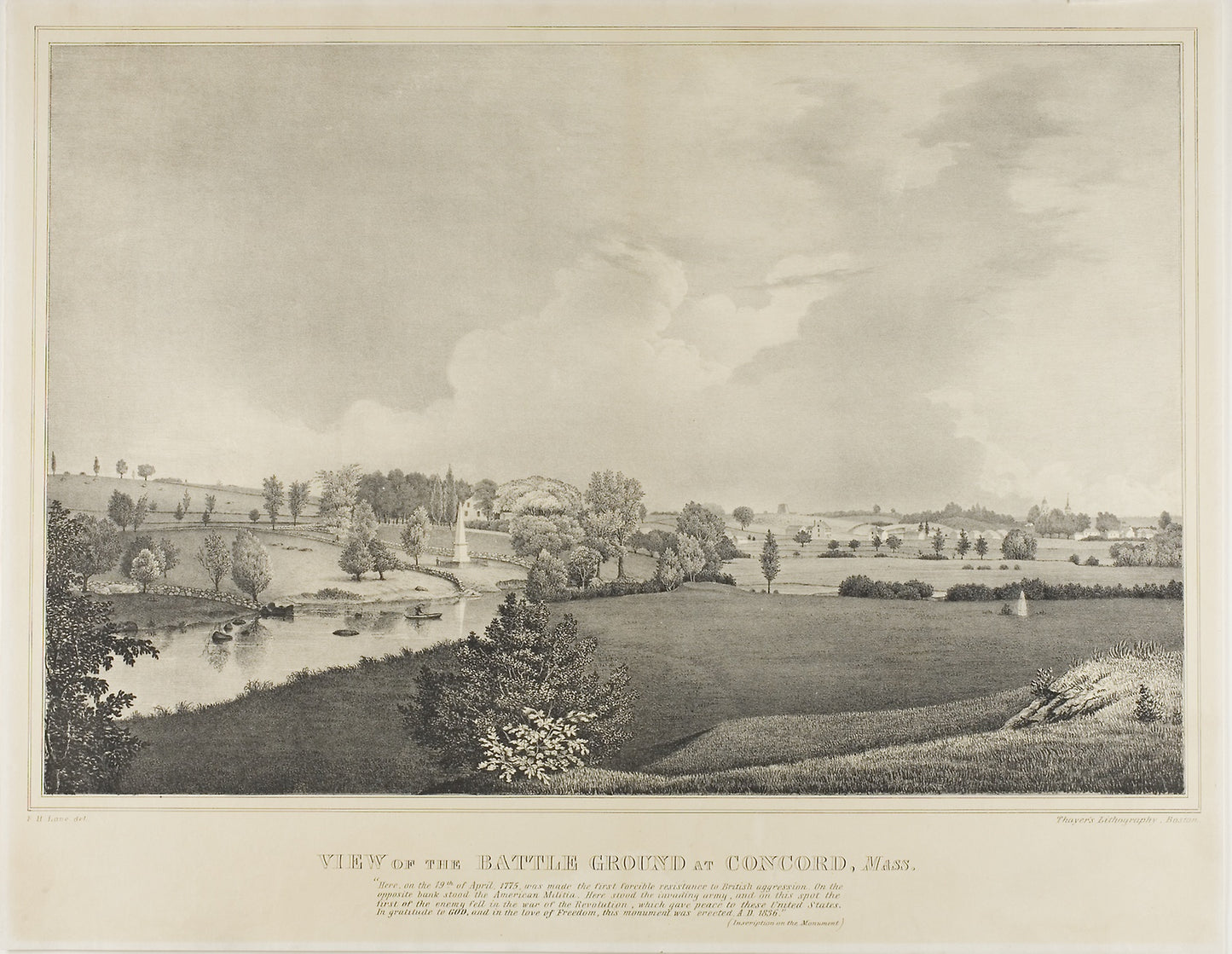 View of the Battle Ground at Concord, Massachusetts - Fitz Hugh Lane (American, 1804-1865), Poster Print Wall Art
