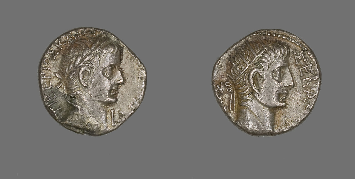Tetradrachm (Coin) Portraying Emperor Tiberius - Roman, minted in Alexandria, Egypt, Poster Print Wall Art