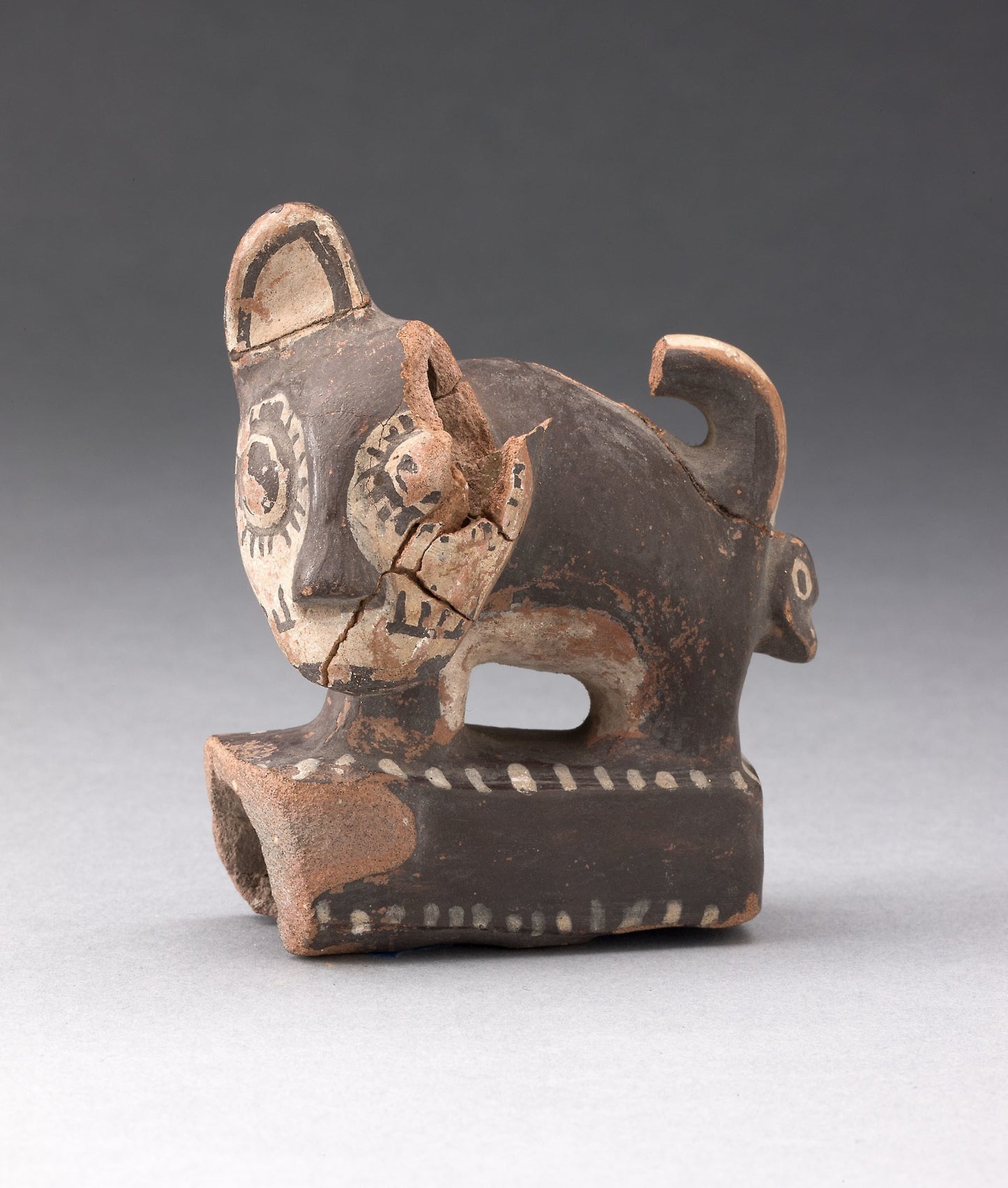 Sculpture Fragment of Feline Standing on Rectangular Form - Possibly Inca or Chancay, Poster Print Wall Art