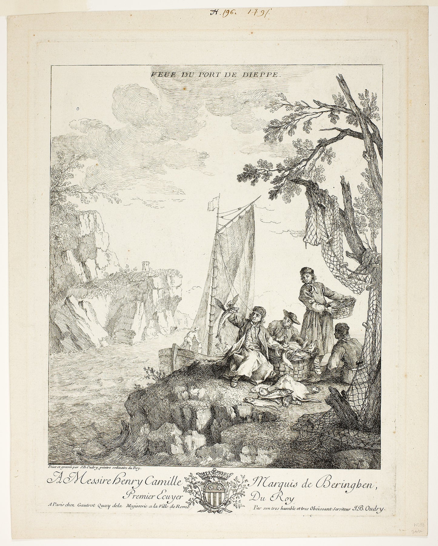 View of the Port of Dieppe - Jean-Baptiste Oudry, Poster Print Wall Art