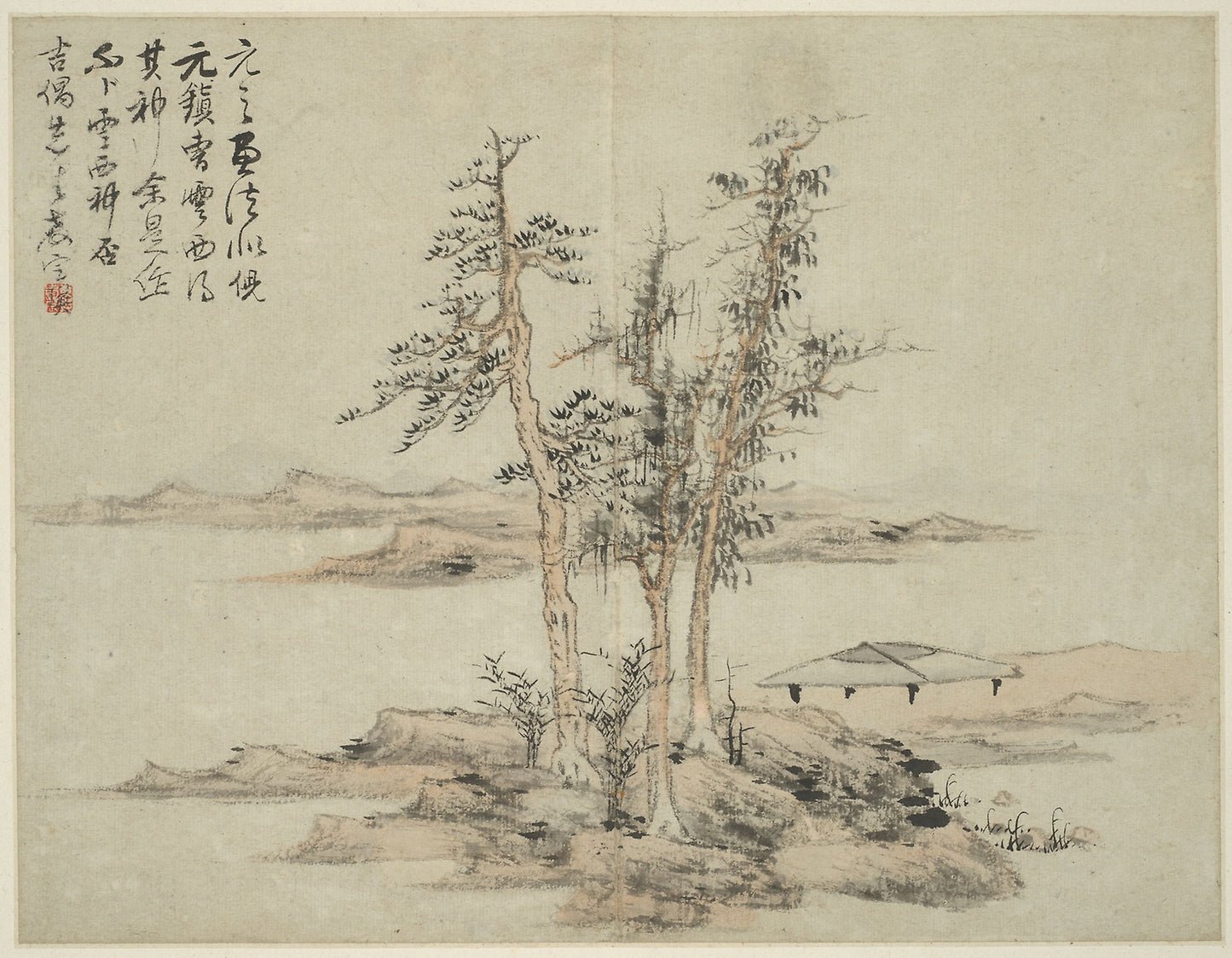 Landscape in the Style of Ancient Masters - after Ni Zan (1301-1374), Cao Zhibo (1272-1355) - Lan Ying, Poster Print Wall Art