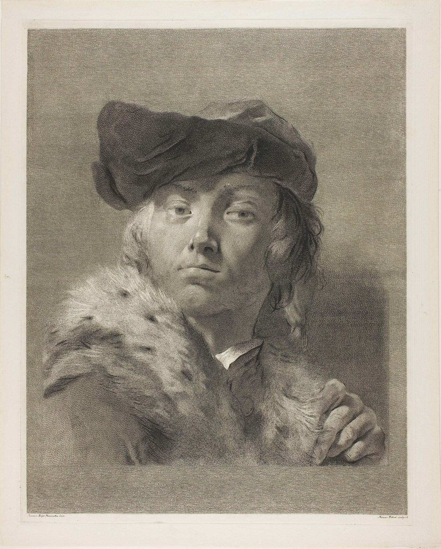 Bust of a Young Man with a Fur-Collared Coat - Giovanni Marco Pitteri (Italian, 1702-1786), Poster Print Wall Art