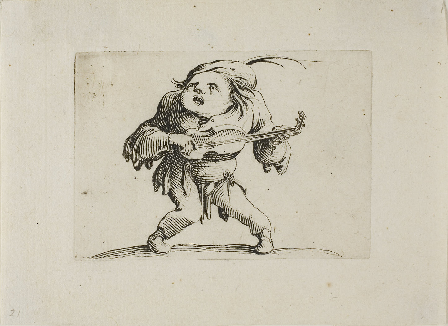 The Wobbly Man Playing the Guitar, from Varie Figure Gobbi - Jacques Callot, Poster Print Wall Art