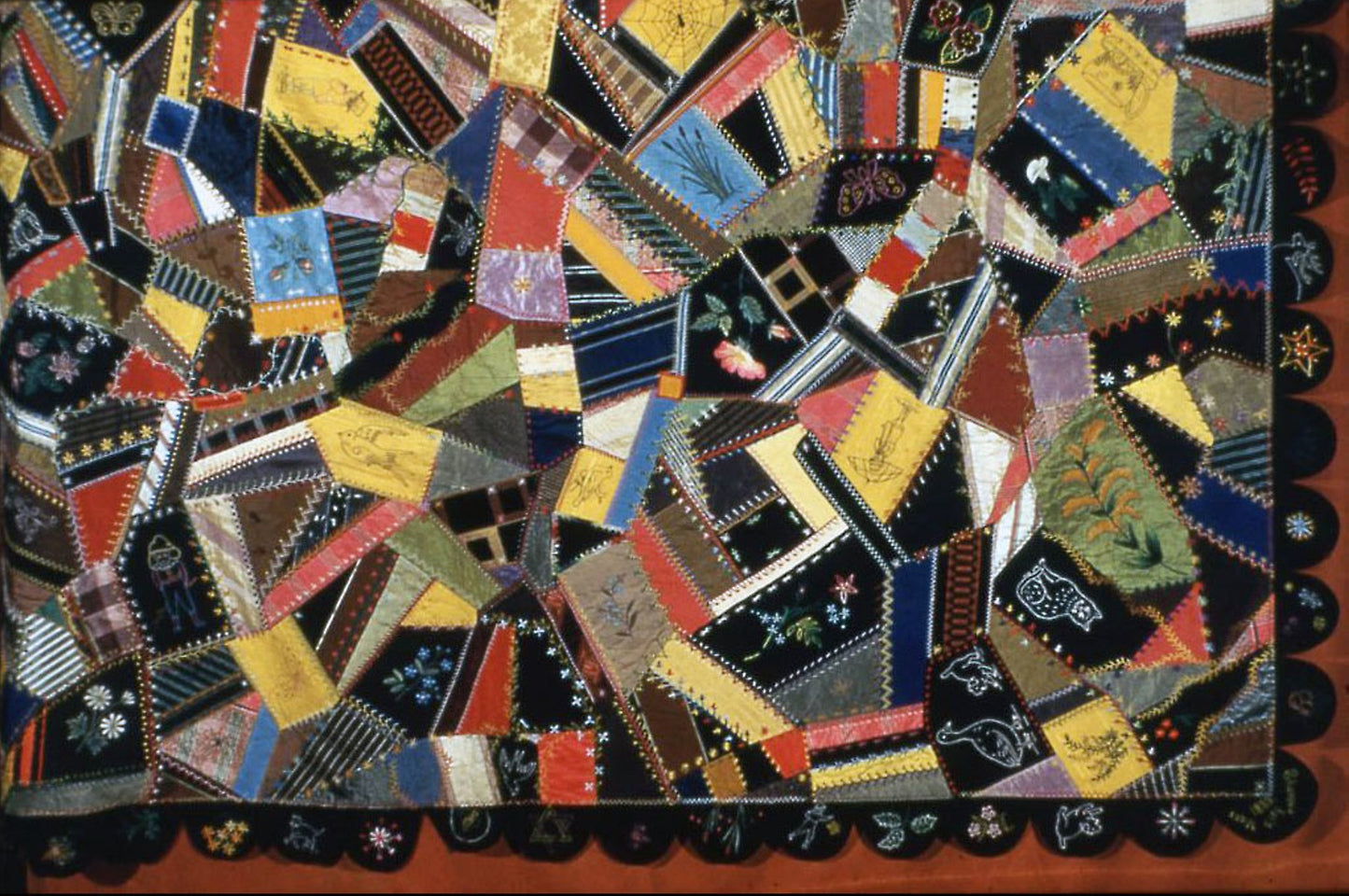 Bedcover (Crazy Quilt) - United States, Massachusetts, Chicopee Falls, Poster Print Wall Art