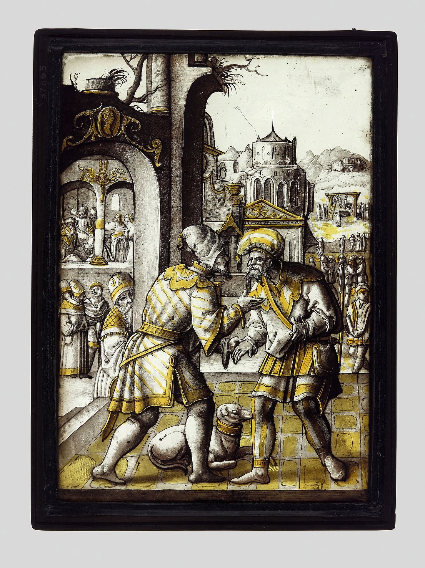 Mordechai Overhears the Conspiracy from the Story of Esther - Circle of Pieter Cornelisz (1498/90 - 1560/61) or Lucas van Leyden (1489-1533), Poster Print Wall Art