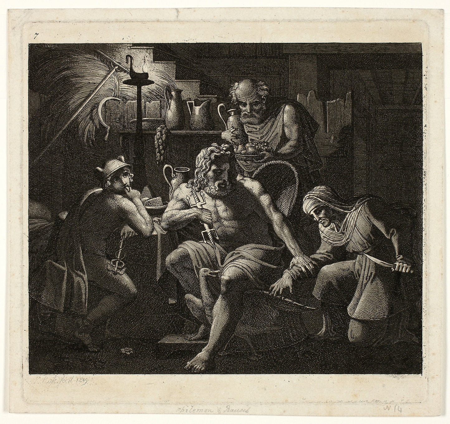 Jupiter Visits with Philemon and Bacchus - Carl Russ, Poster Print Wall Art