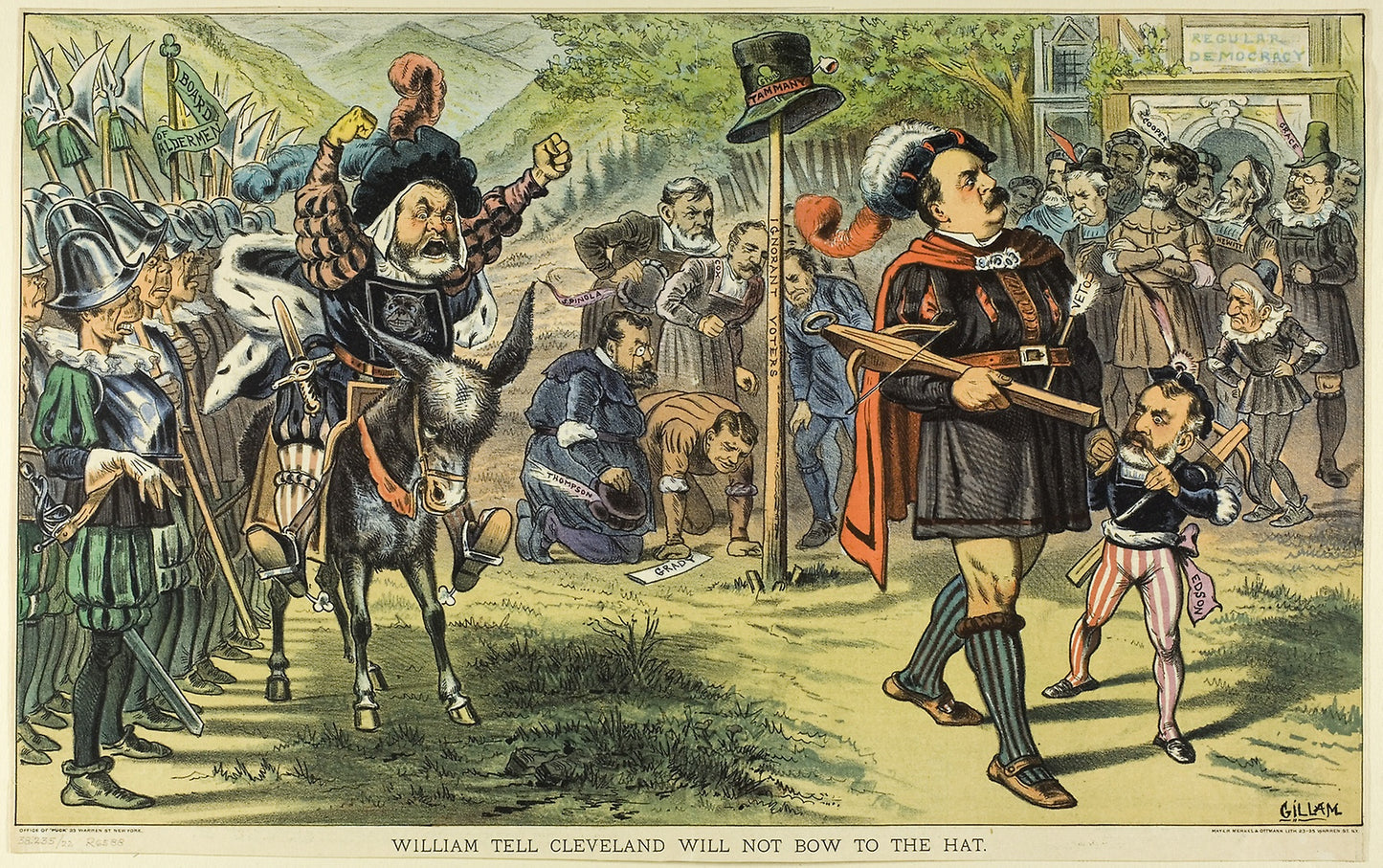 William Tell Cleveland Will Not Bow to the Hat, from Puck - Bernard Gillam (American, 1856-1896), Poster Print Wall Art