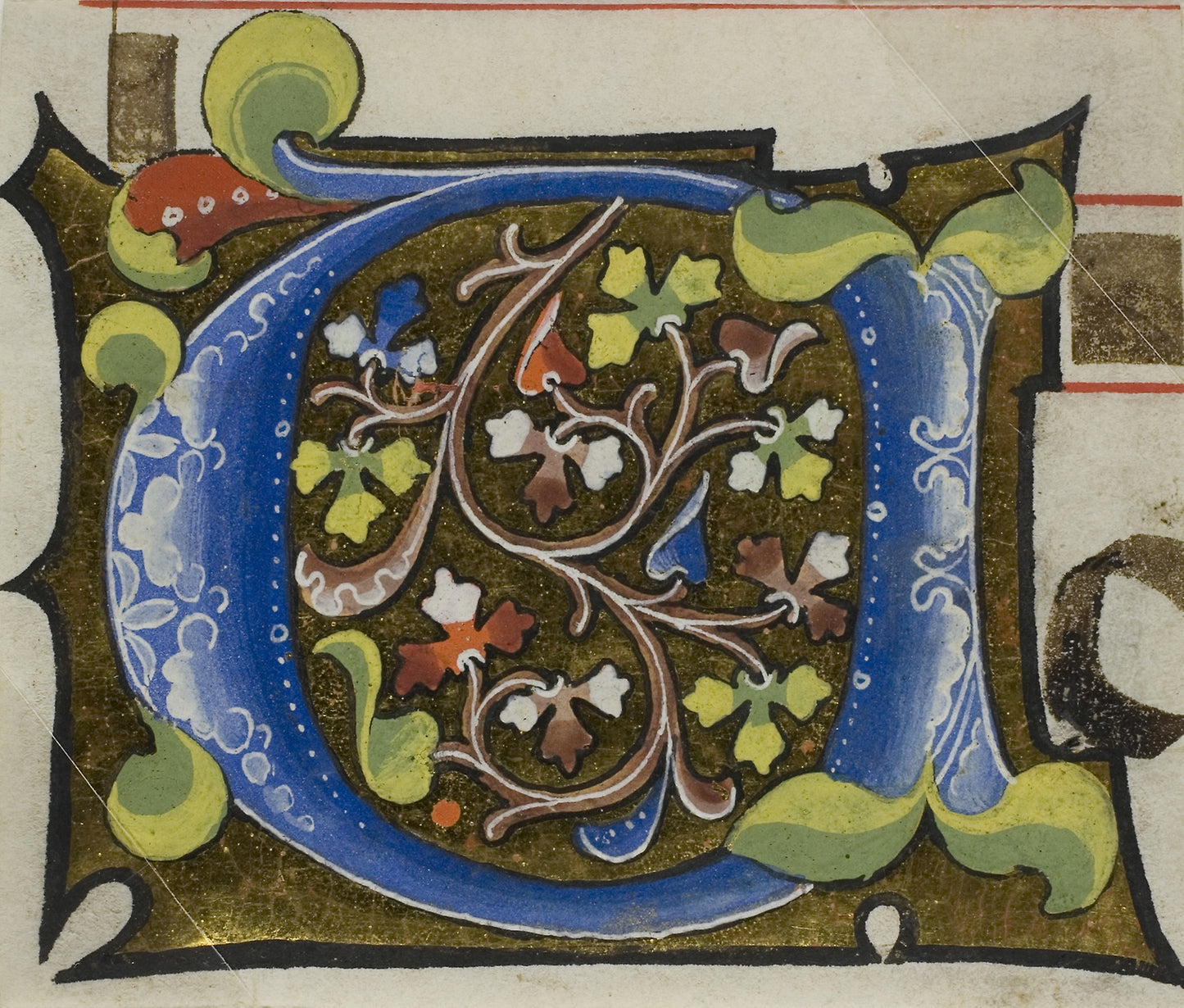 Decorated Initial "O" or "A" with Flowers from a Choirbook - Unknown Artist, Poster Print Wall Art