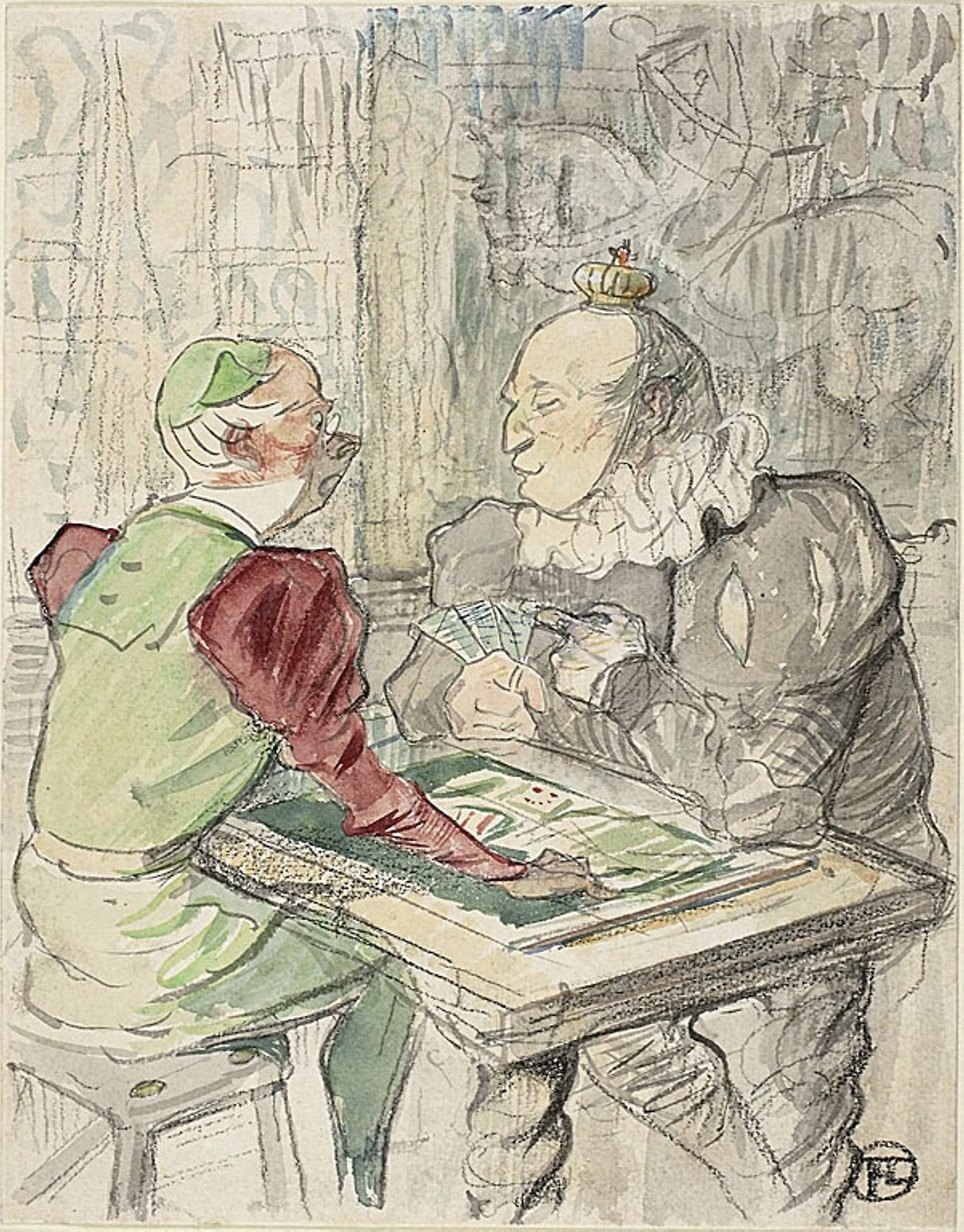 The King's Card Game, copy - Henri de Toulouse-Lautrec, Poster Print Wall Art