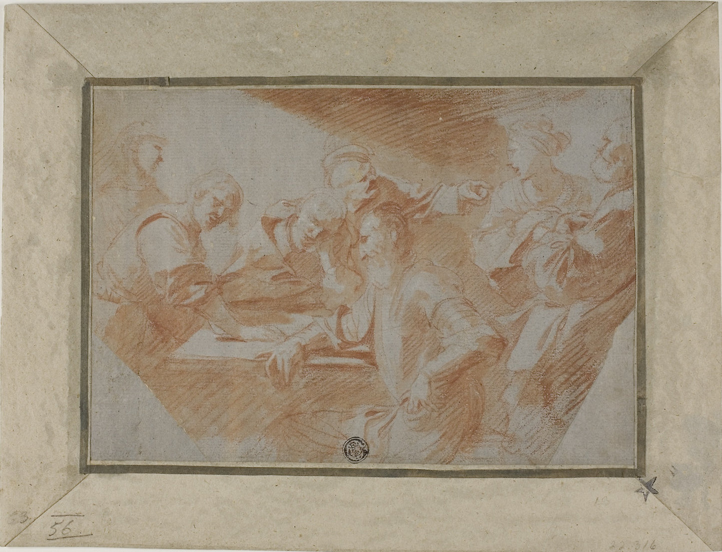 Group of Figures Around Table - Attributed to Sébastien Bourdon, Poster Print Wall Art