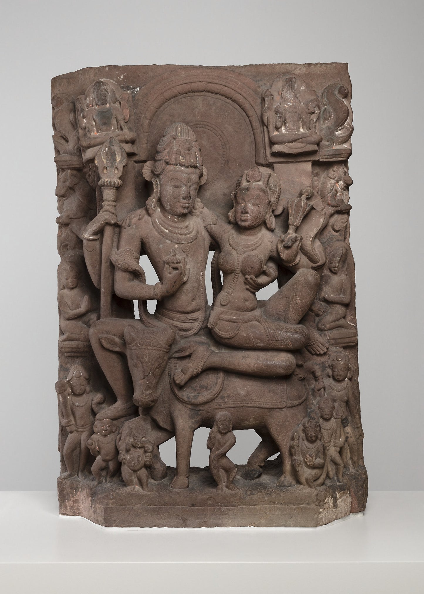 God Shiva Seated in Loving Embrace with Goddess Uma on the Bull Nandi - India, Poster Print Wall Art