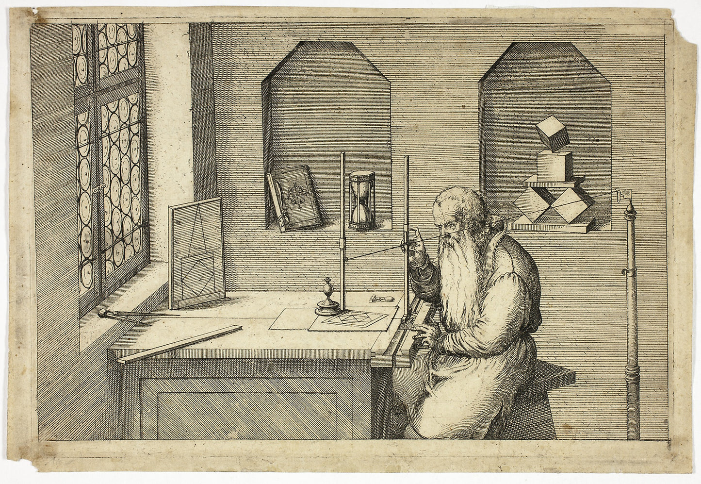 Portrait of Wenzel Jamnitzer in his Study - Jost Amman , Poster Print Wall Art