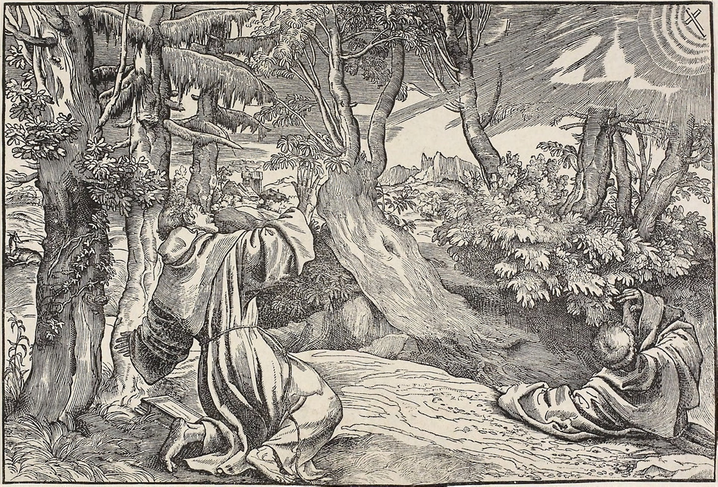 Saint Francis Receiving the Stigmata - Nicolò Boldrini (Italian, c. 1500–1566), Poster Print Wall Art