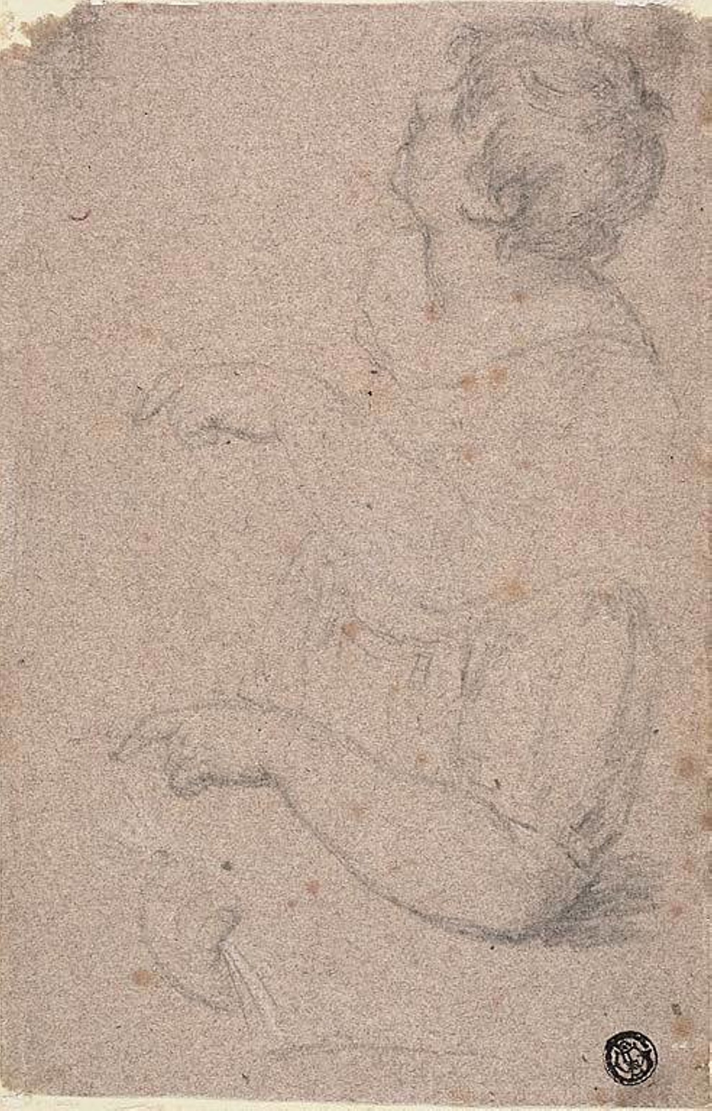 Half-Length Sketch of Child in Profile to Left, with Sketches of Right Arm and Left Hand - Giovanni Battista Cipriani, Poster Print Wall Art