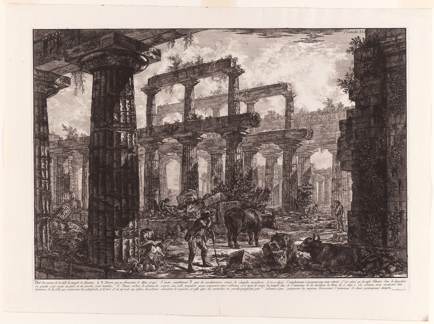 View of the Remains of the Cella of the Temple of Neptune, from Different views of Paestum - Giovanni Battista Piranesi, Poster Print Wall Art
