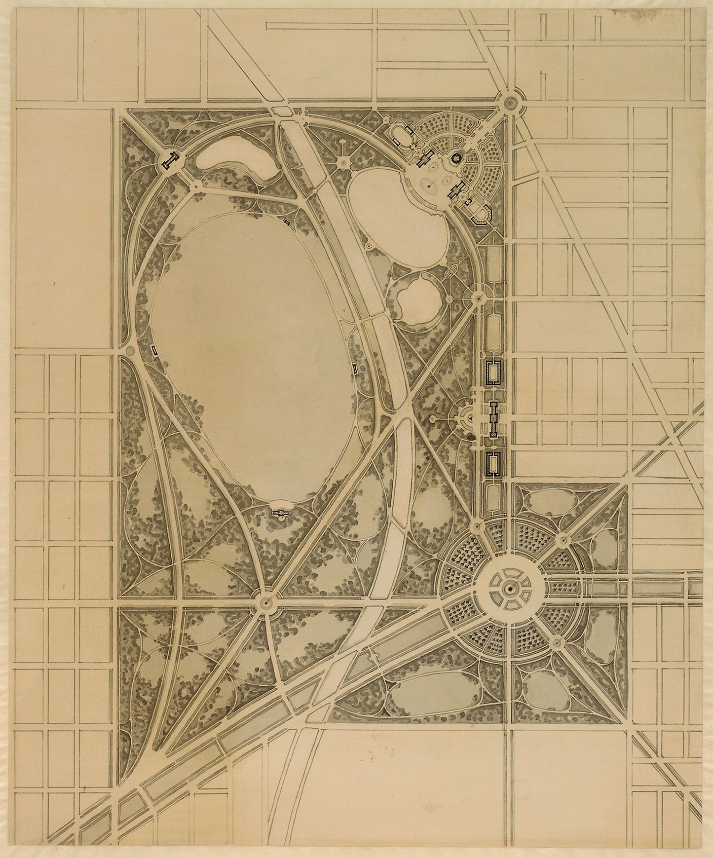 Plan of Chicago, Plate 63, Plan of a Proposed Park - Daniel Hudson Burnham, American, 1846–1912, Poster Print Wall Art