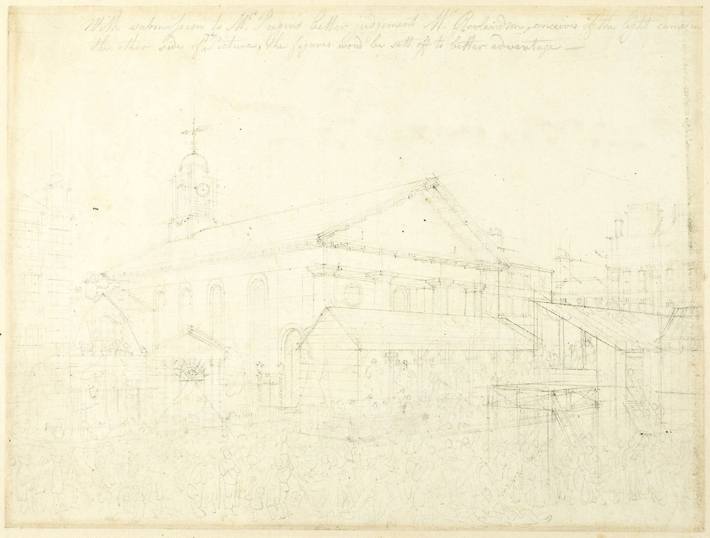 Study for Covent Garden Market, Westminster Election, from Microcosm of London - Augustus Charles Pugin (English, born France, 1762-1832), Poster Print Wall Art