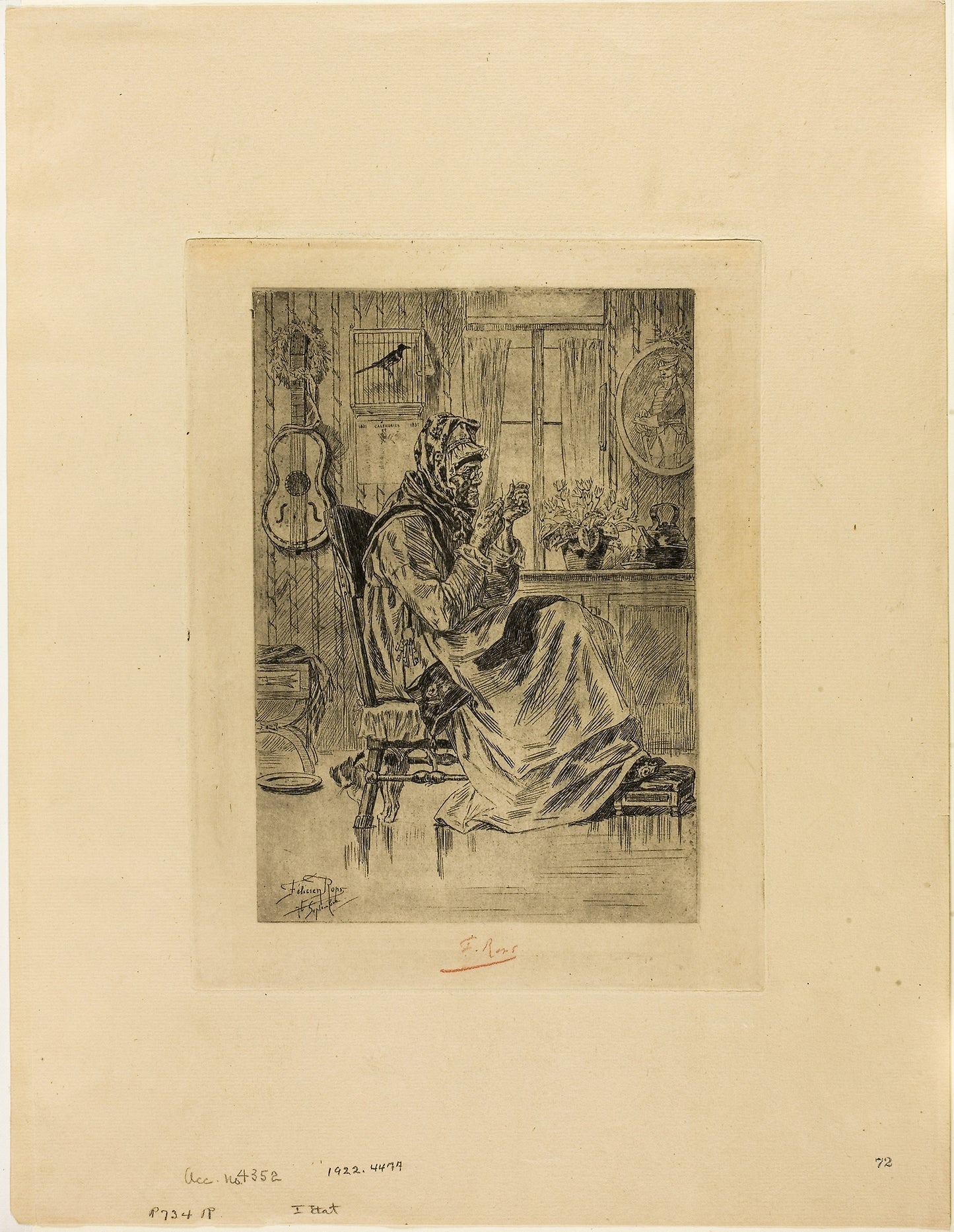 Old Woman with a Needle - Félicien Rops, Poster Print Wall Art