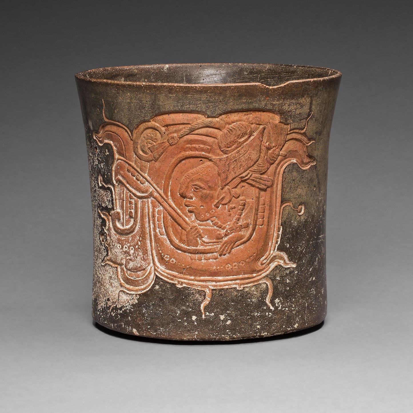 Carved Vessel Depicting a Lord Wearing a Water-Lily Headdress - Late Classic Maya, Chocholá, Poster Print Wall Art
