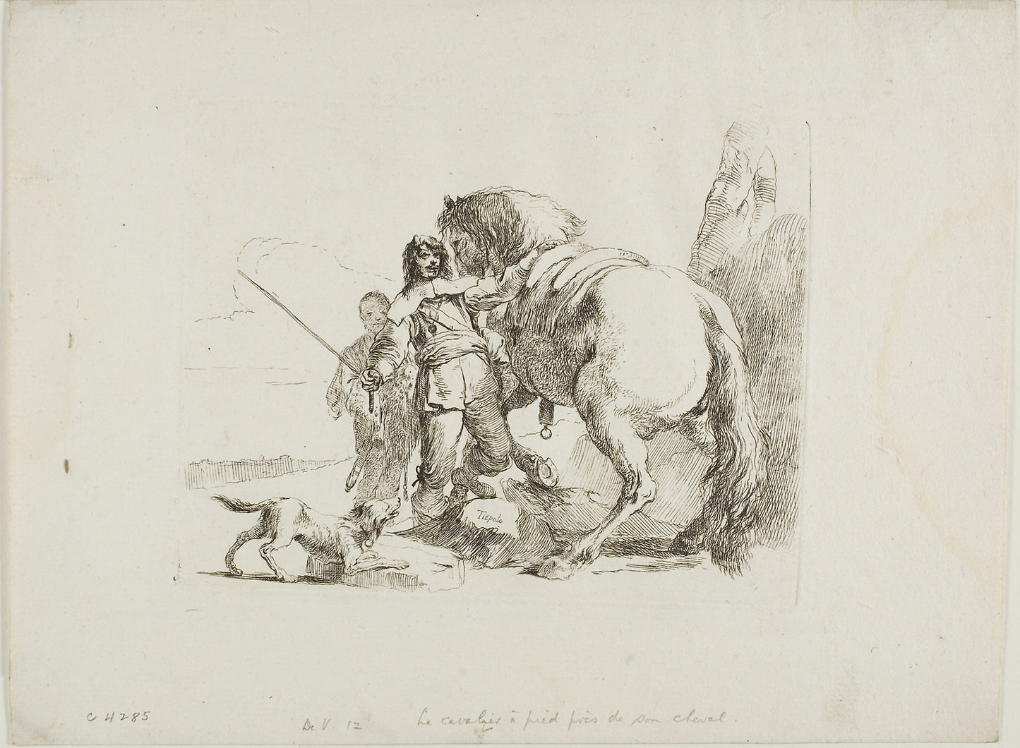 The Rider Standing - His Horse, from Capricci - Giambattista Tiepolo, Poster Print Wall Art
