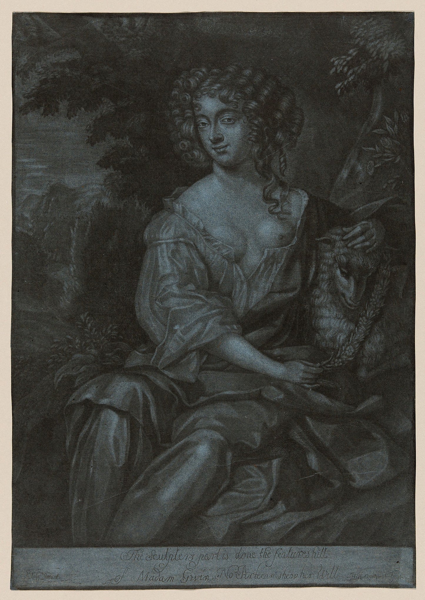 Portrait of Nell Gwyn as a Shedherdess Garlanding a Lamb - Herman Hendrik Quiter (German, 1628-1708), Poster Print Wall Art