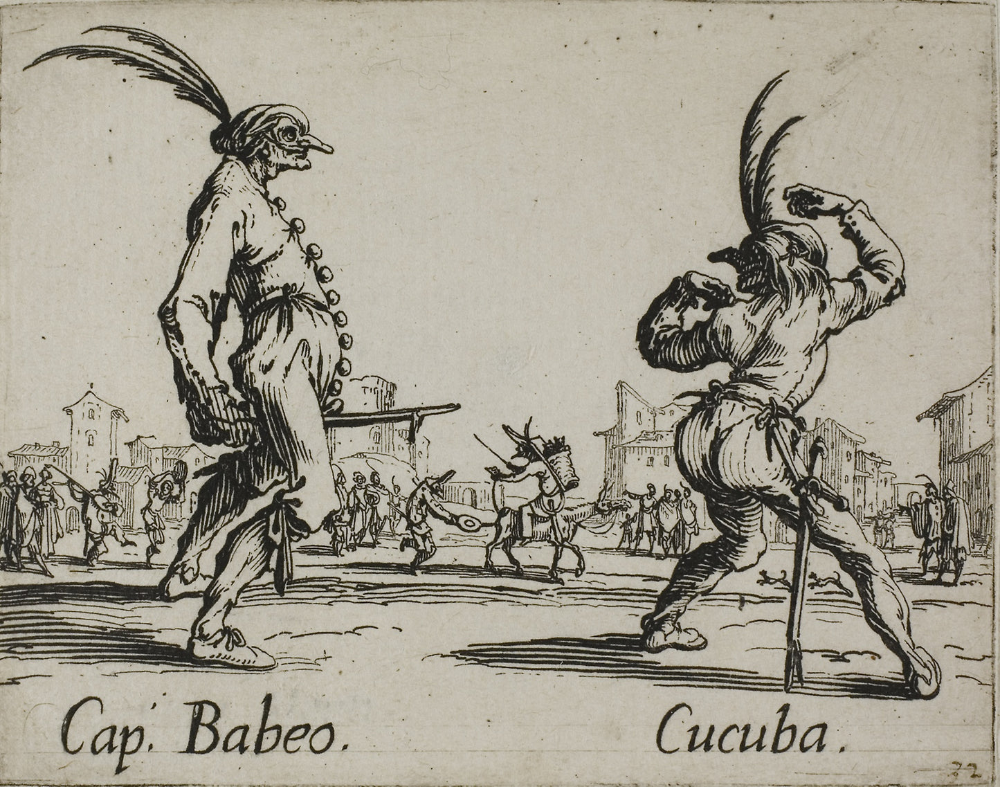 Cucorongna-Pernoualla, from Balli di Sfessania - Jacques Callot, Poster Print Wall Art