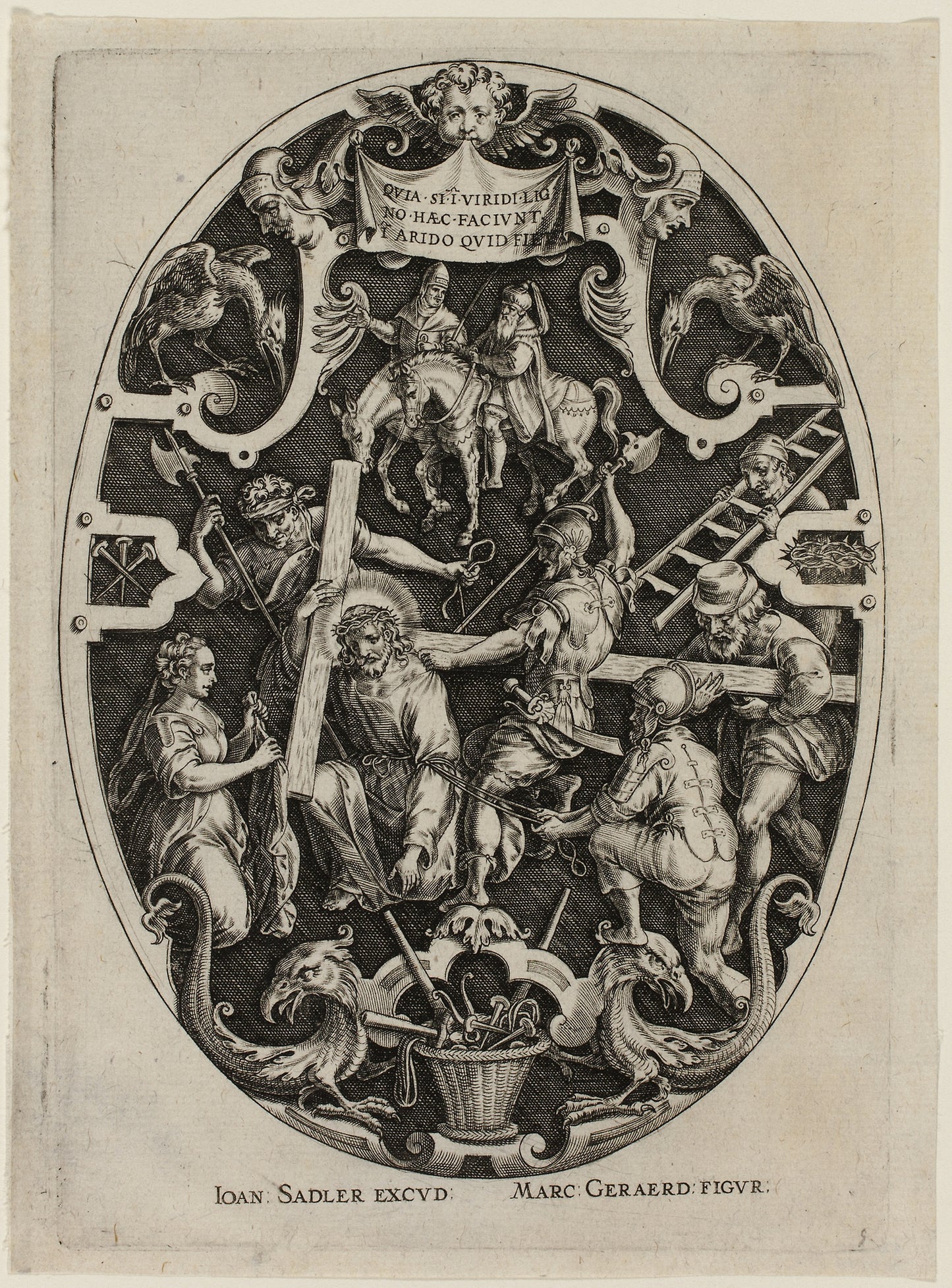 Carrying of the Cross, from Passion of Christ - Jan Sadeler, the Elder (Flemish, 1550-1600), Poster Print Wall Art