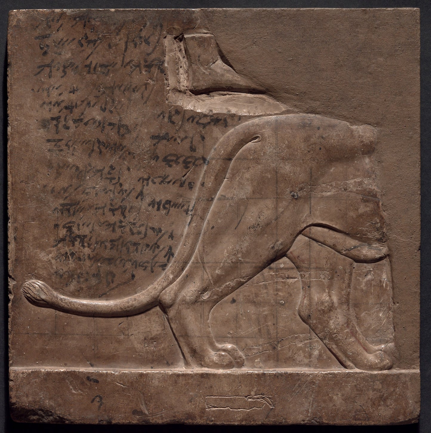 Double-sided Relief Plaque Depicting a Lion and Birds - Egyptian, Poster Print Wall Art