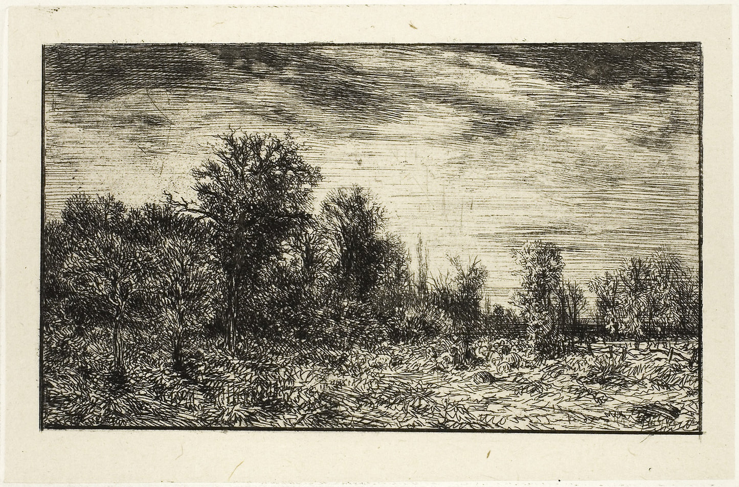 Edge of a Wood, under Cloudy Sky - Charles Émile Jacque, Poster Print Wall Art
