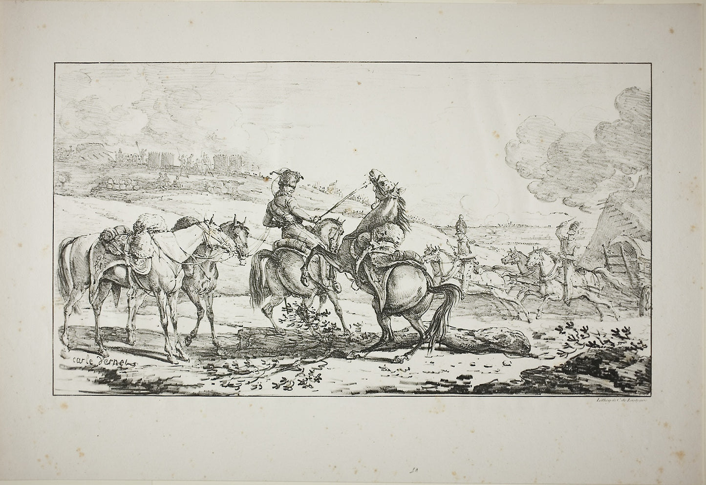 Mounted Artilleryman with Three Horses Bridled at Once - Carle Vernet (French, 1758-1836), Poster Print Wall Art