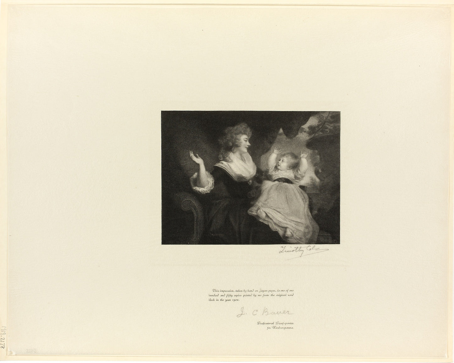 Duchess of Devonshire and child, from Old English Masters - Timothy Cole (American, born England, 1852-1931), Poster Print Wall Art