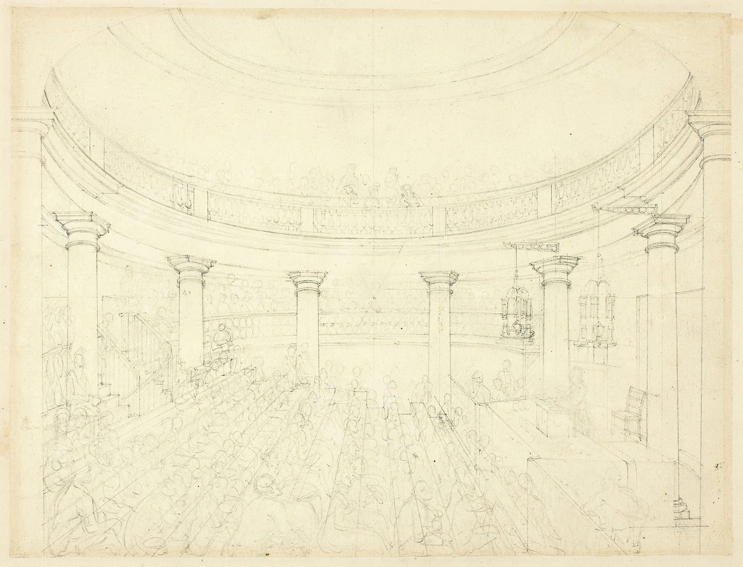 Study for Surrey Institution, from Microcosm of London - Augustus Charles Pugin (English, born France, 1762-1832), Poster Print Wall Art