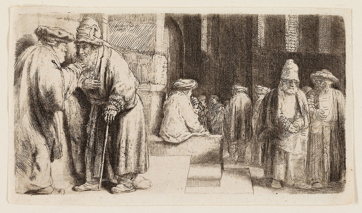 Jews in the Synagogue - Rembrandt van Rijn, Poster Print Wall Art