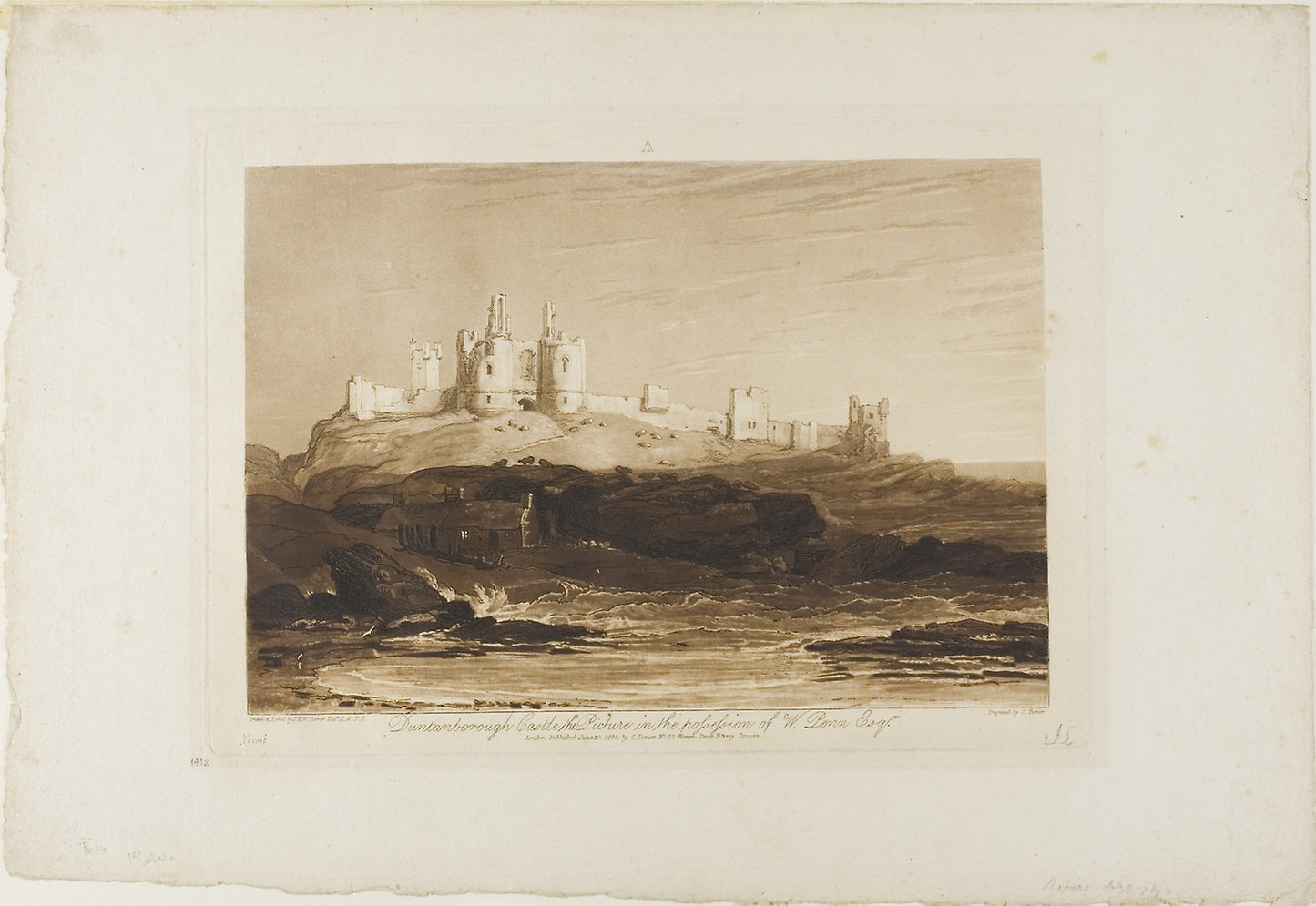 Dunstanborough Castle, plate 14 from Liber Studiorum: Joseph Mallord William Turner (English, 1775-1851),16x12"(A3) Poster