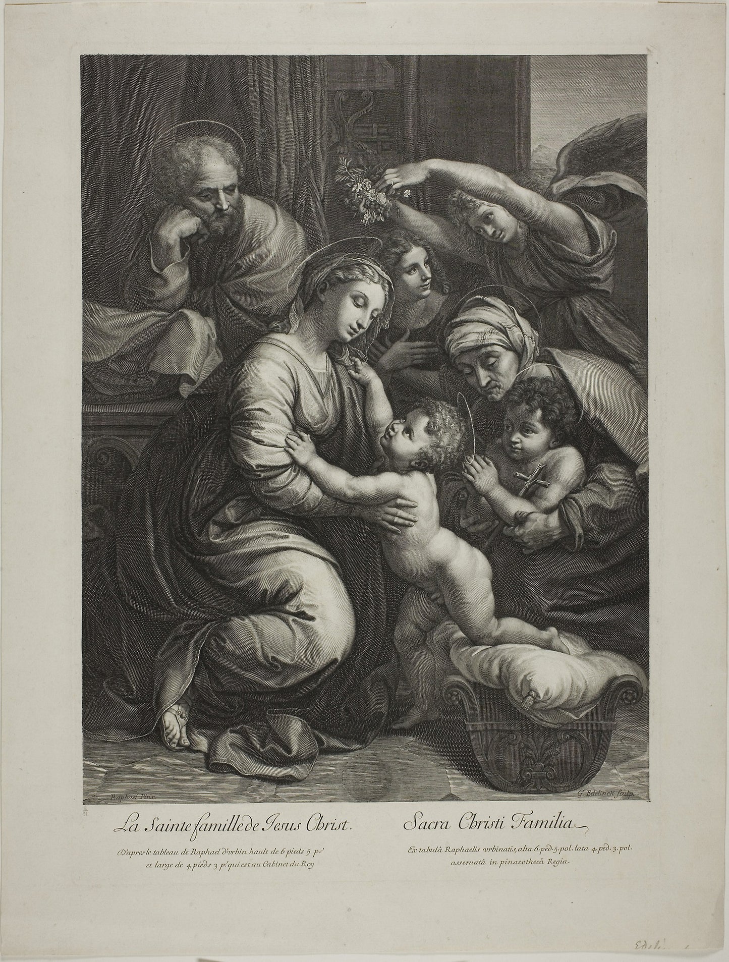 Holy Family of Jesus Christ - Gérard Edelinck (French, born Flanders, 1640-1707), Poster Print Wall Art