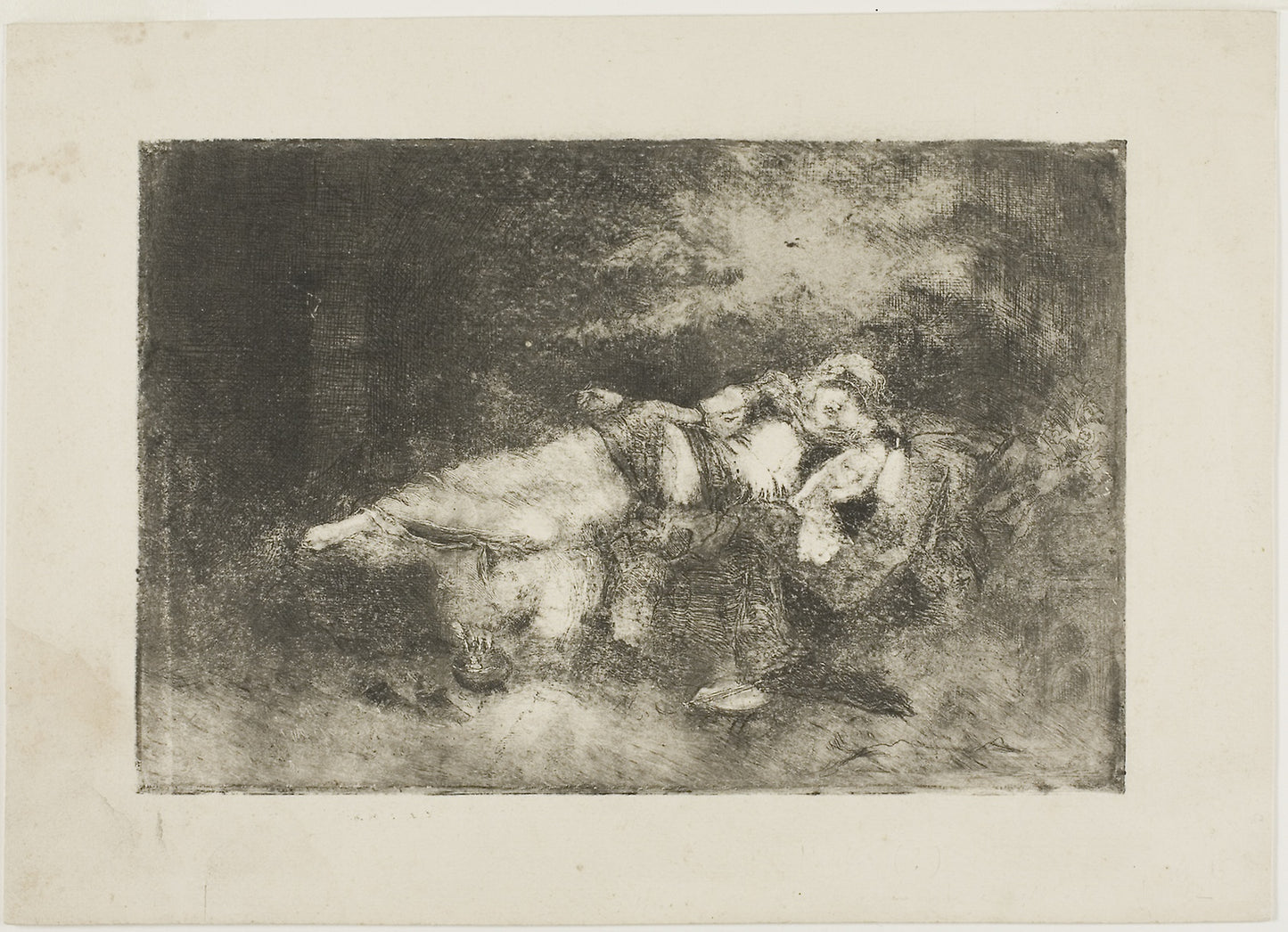 Reclining Woman with a Child - Domenico Morelli, Poster Print Wall Art