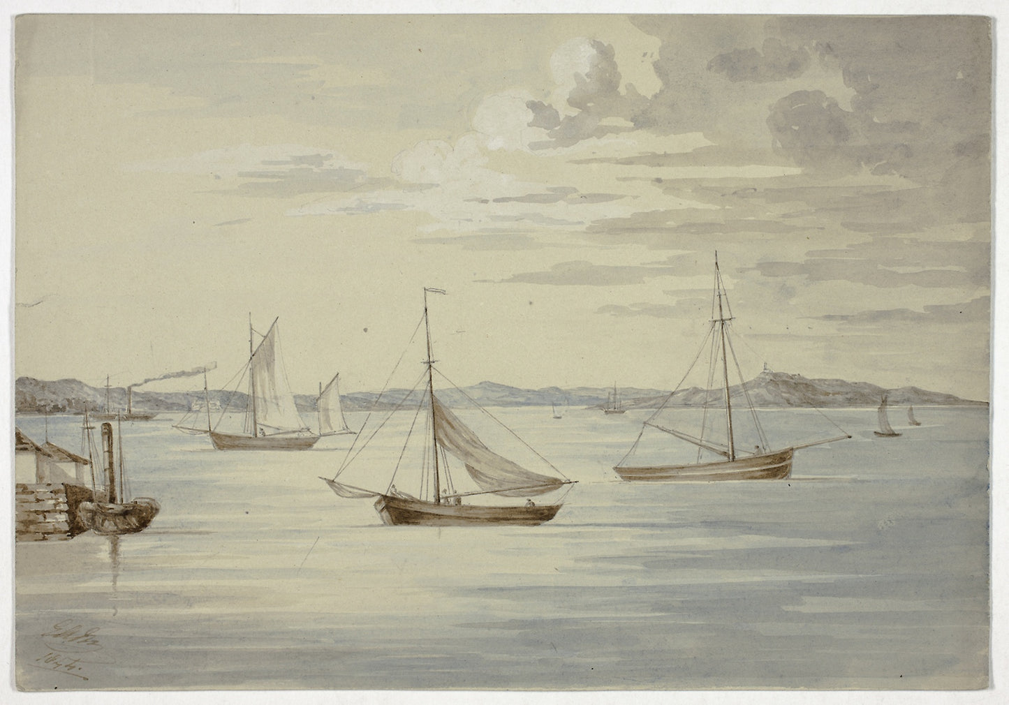 View Inchkeith and the Firth of Forth Islands from Granton - Elizabeth Murray, Poster Print Wall Art