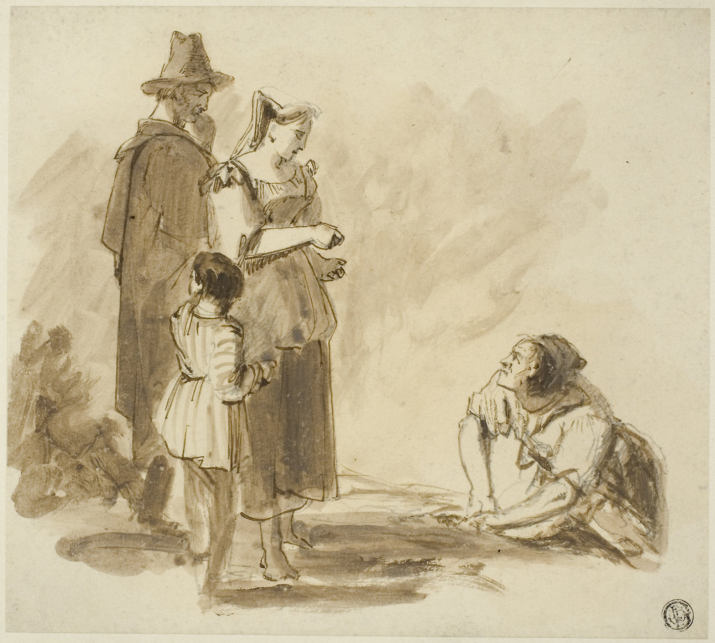 Four Peasants - Augustus Wall Callcott, Poster Print Wall Art