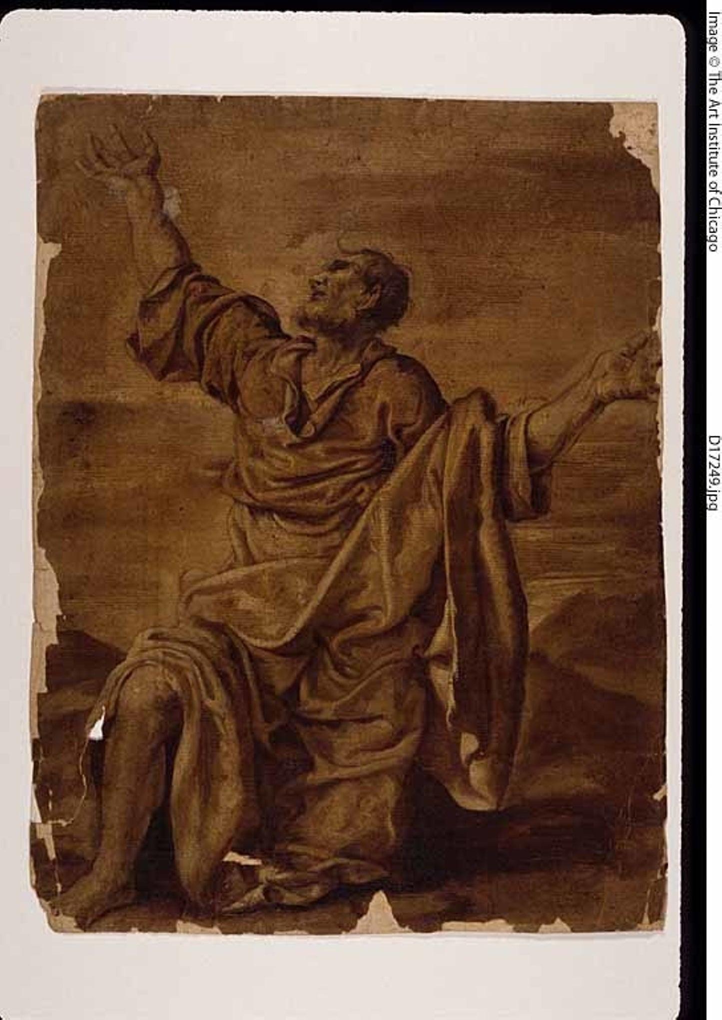 Prophet Kneeling, with Mountains in Distance - Circle of Giovan Gioseffo dal Sole (Italian, 1654-1719), Poster Print Wall Art