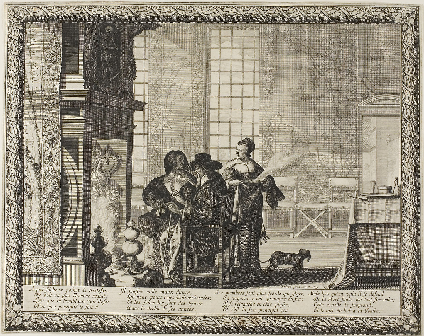 Old Age, plate four from Depicting the Four Ages of Man: Abraham Bosse, Poster Print Wall Art