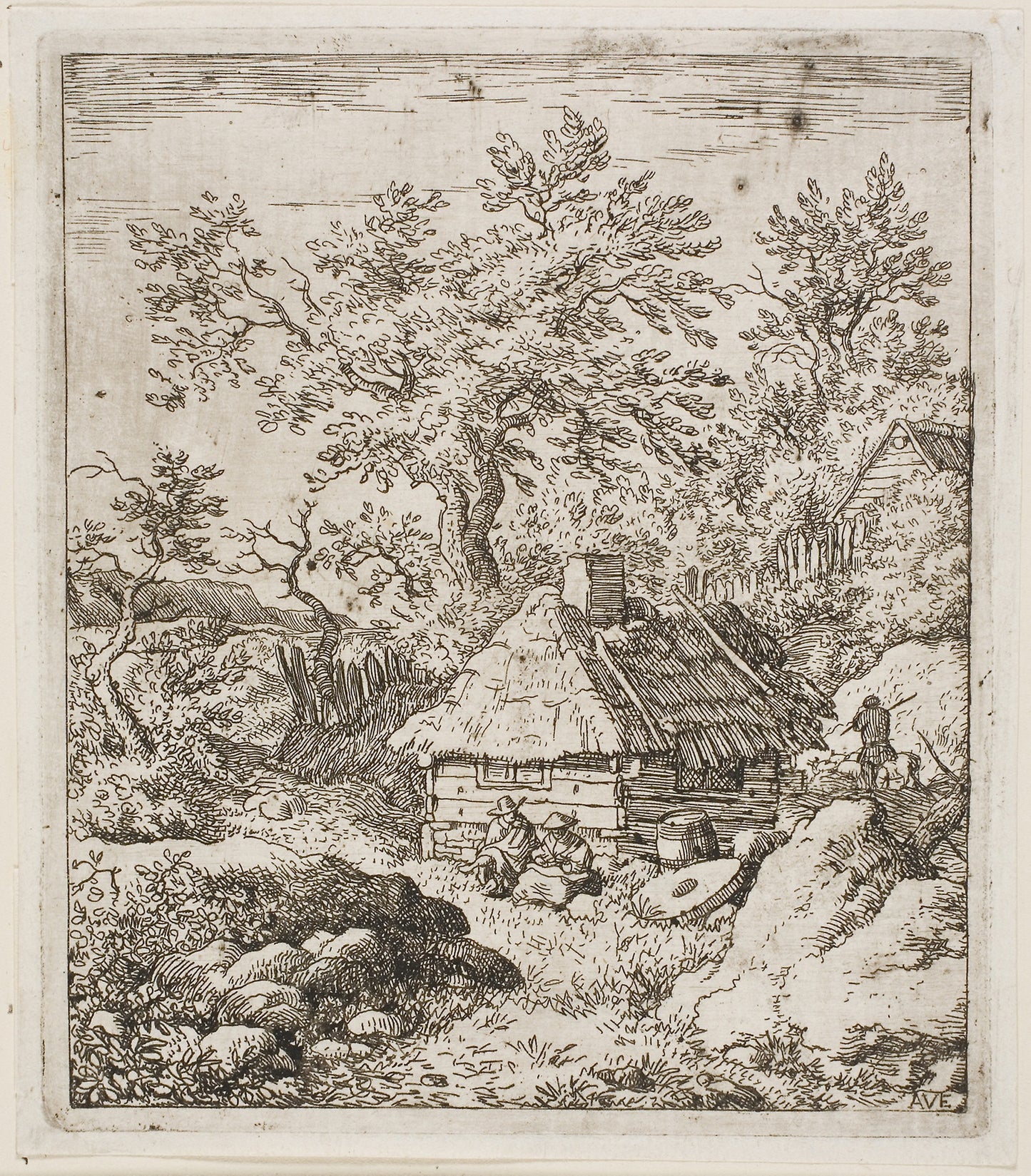 Thatched Hut among Trees and Rocks - Allart van Everdingen, Poster Print Wall Art