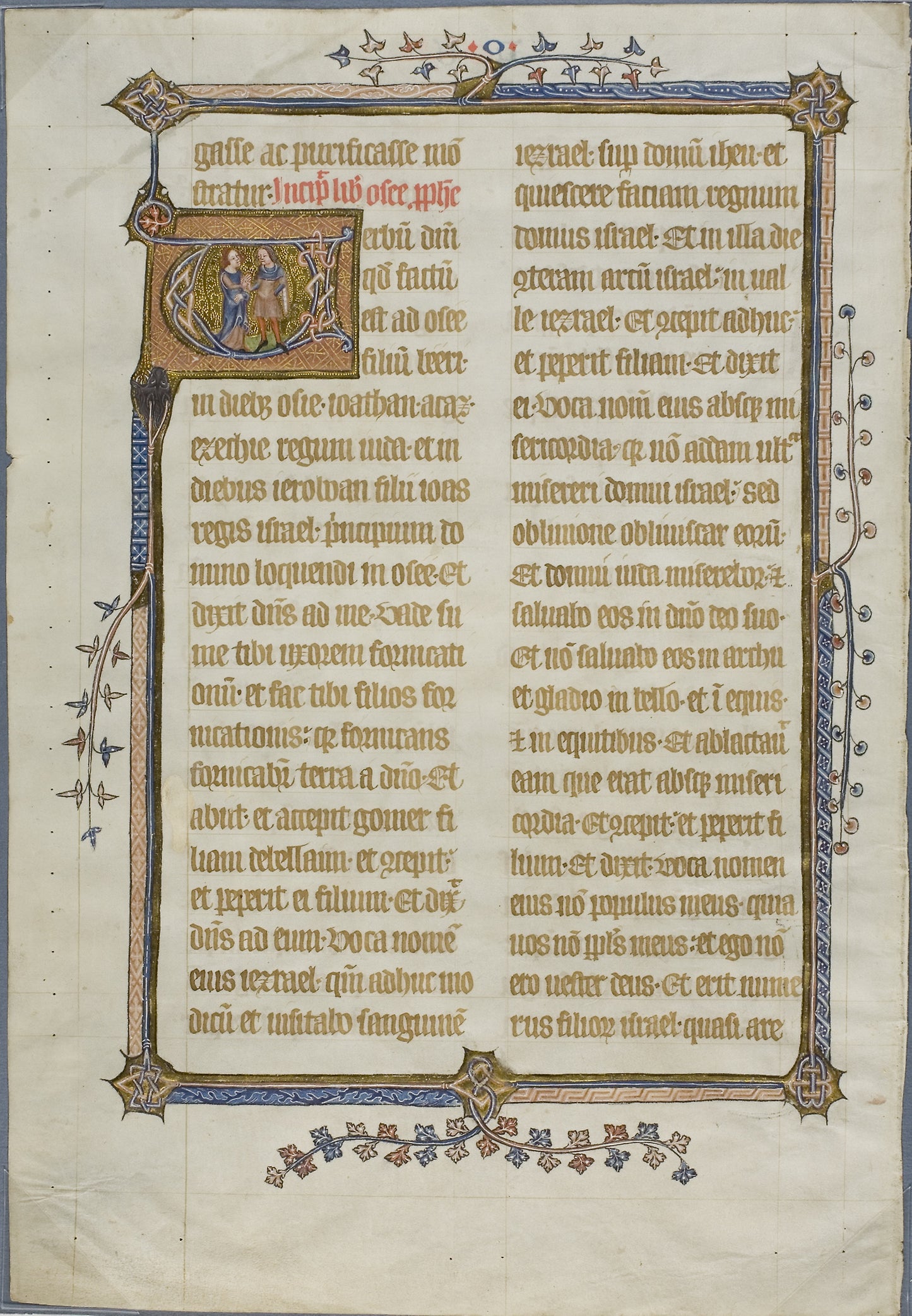 The Marriage of Hosea and Gomer in a Historiated Initial "V" from a Bible: English (Cambridge), Poster Print Wall Art