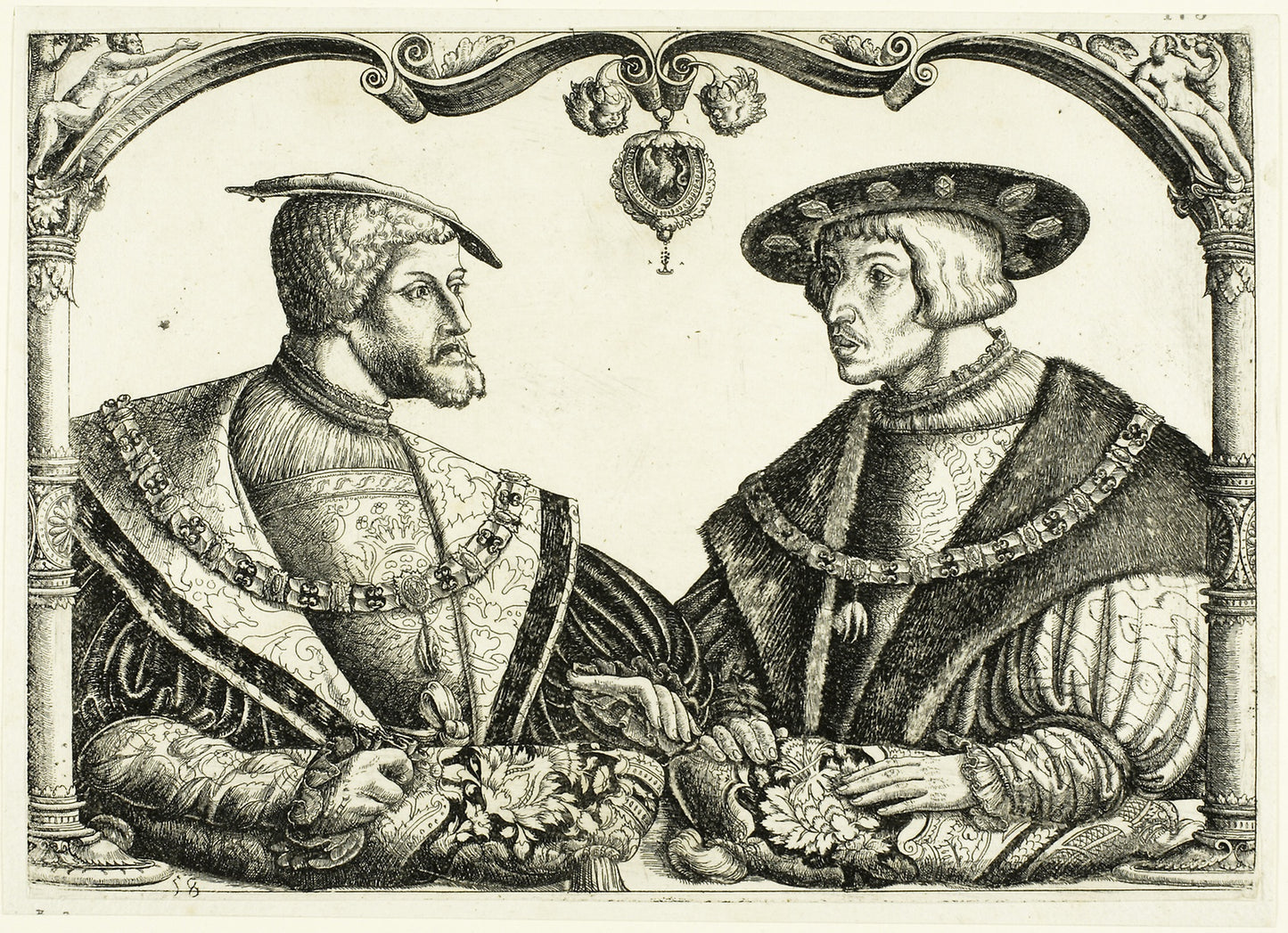 Emperors Charles V and Ferdinand I - Conrad Baur, known as Master CB, Poster Print Wall Art